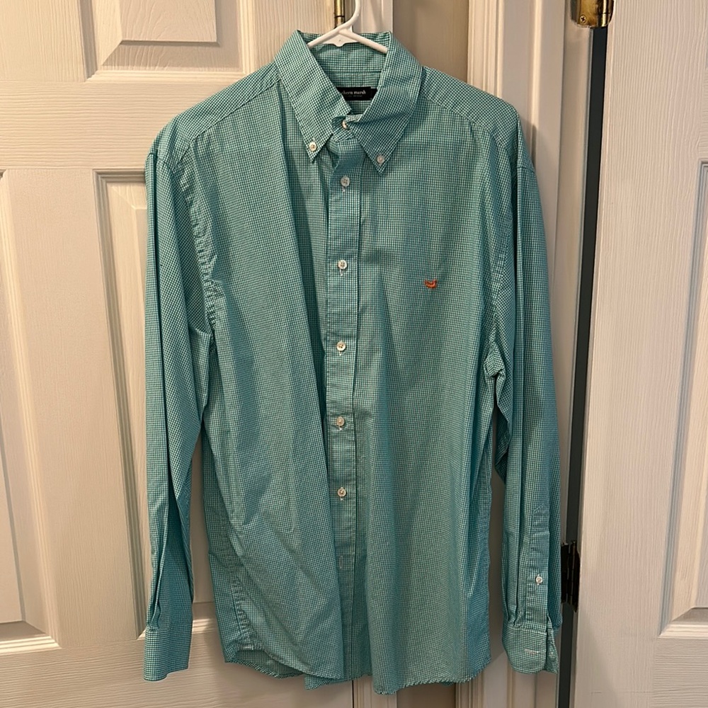 Southern Marsh Teal Casual Button Down Shirt